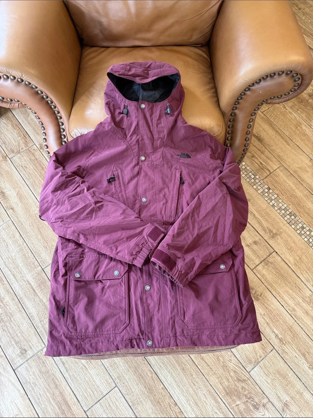 Vintage The North Face Mens Full Zip Parka Ski Jacket Sz XL Maroon Black Y2K